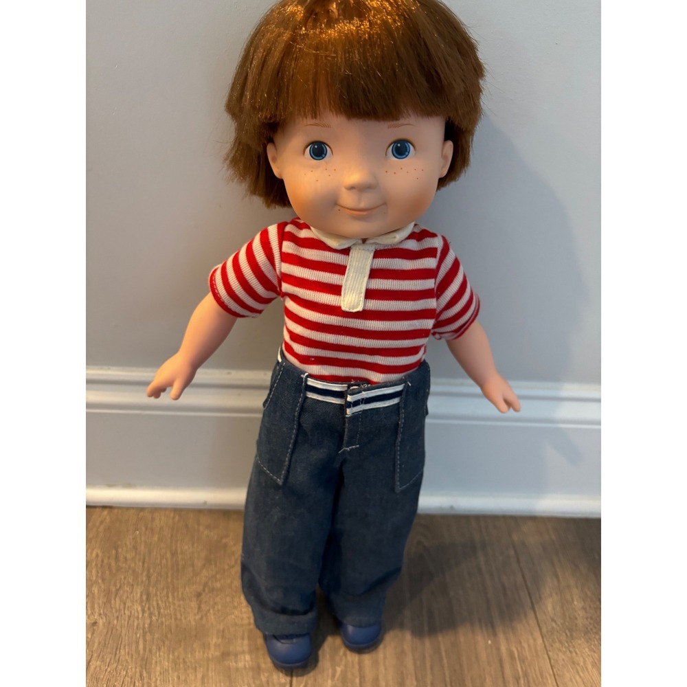 Vintage 1981 Fisher Price My Friend Mikey Doll 205 Red White Striped Shirt Jeans